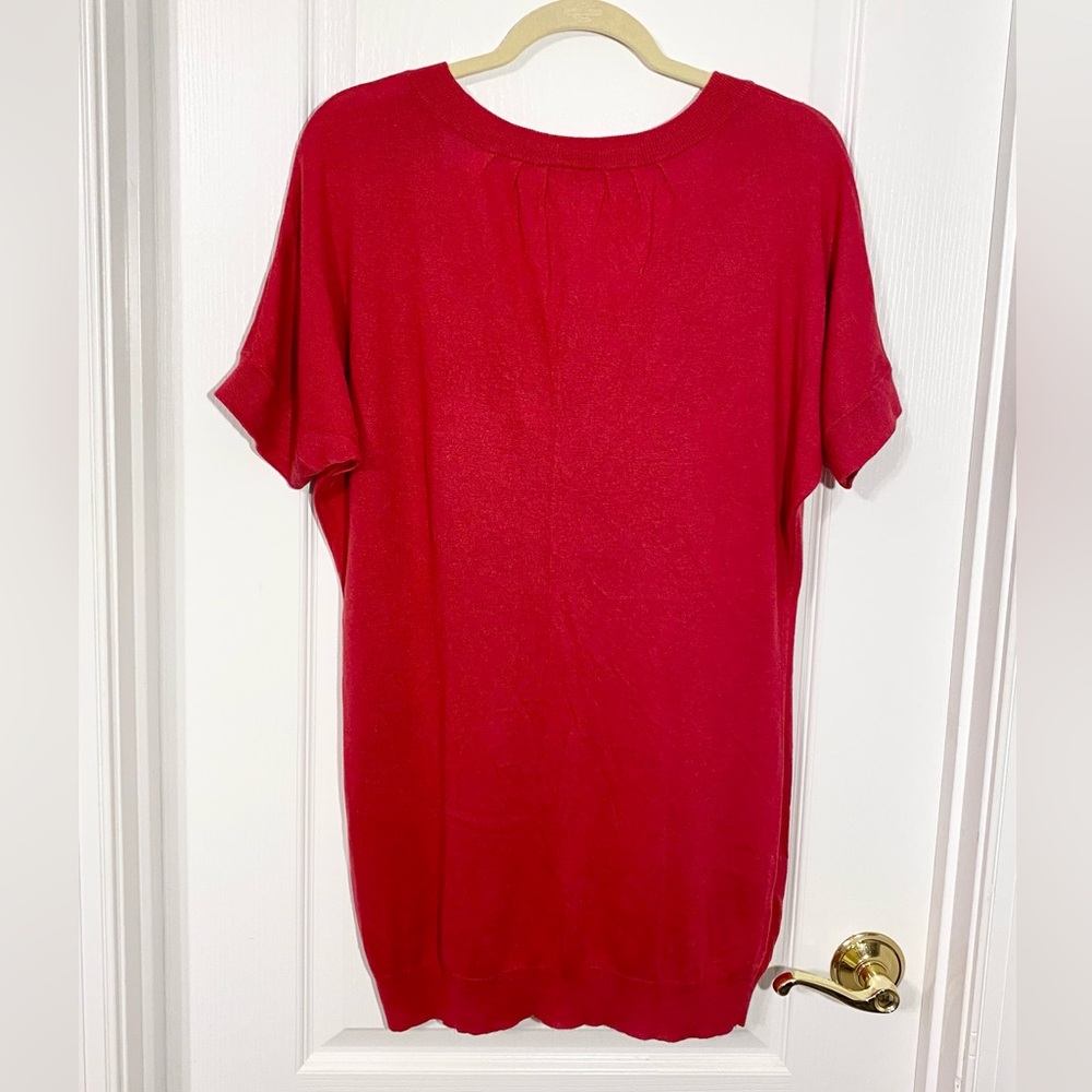 Anthro Twelfth Street Cynthia Vincent SILK Blend Short Sleeve Tunic Sweater Red